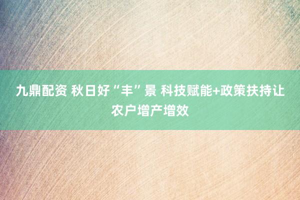 九鼎配资 秋日好“丰”景 科技赋能+政策扶持让农户增产增效